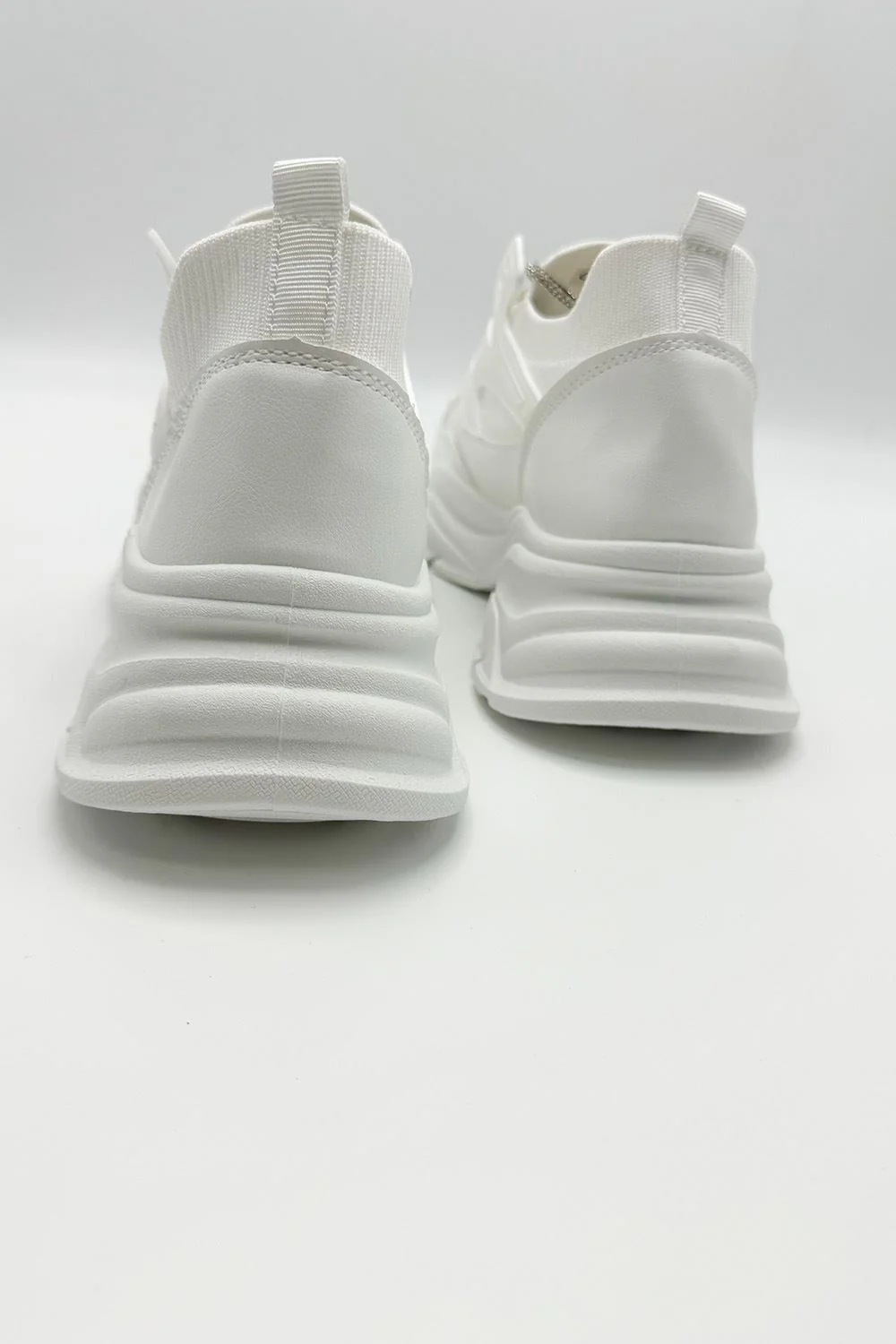 Luna Diamante Lace-Up Chunky Trainers in White - Image 4