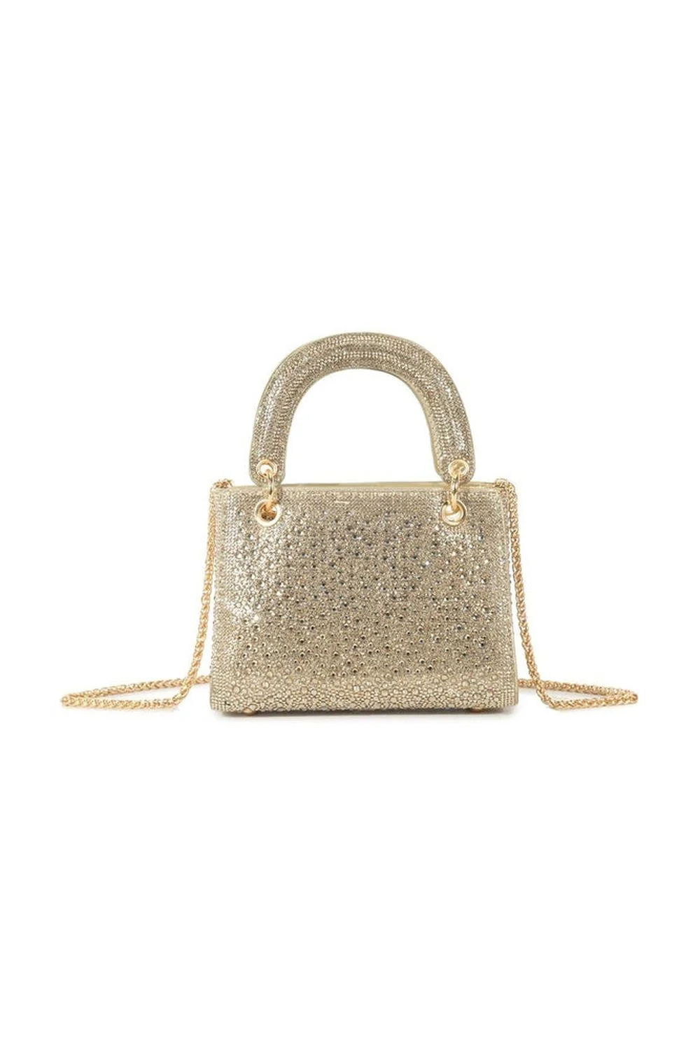 Maeve Diamante Embellished Handle Bag in Gold