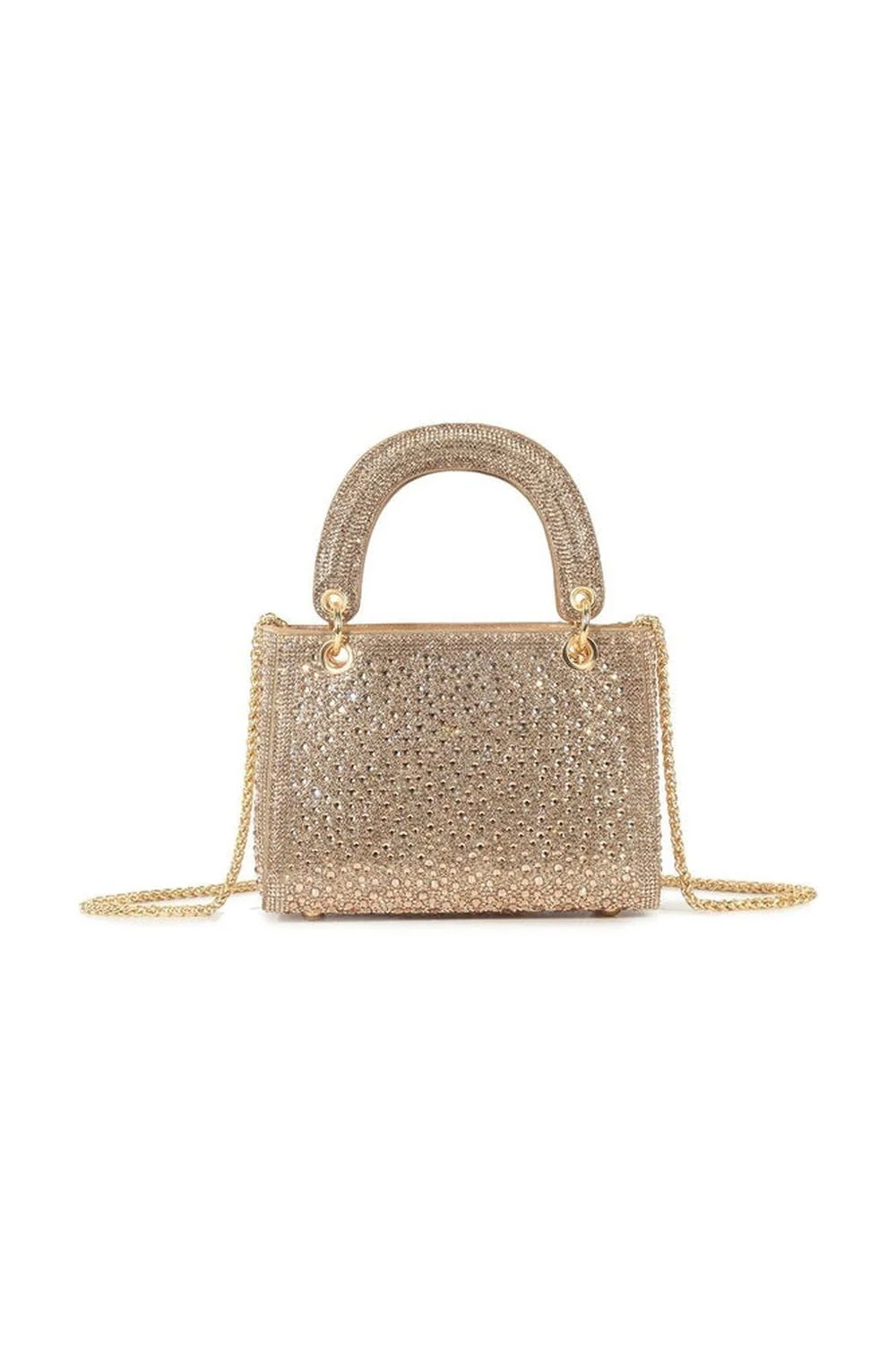 Maeve Diamante Embellished Handle Bag in Rose Gold