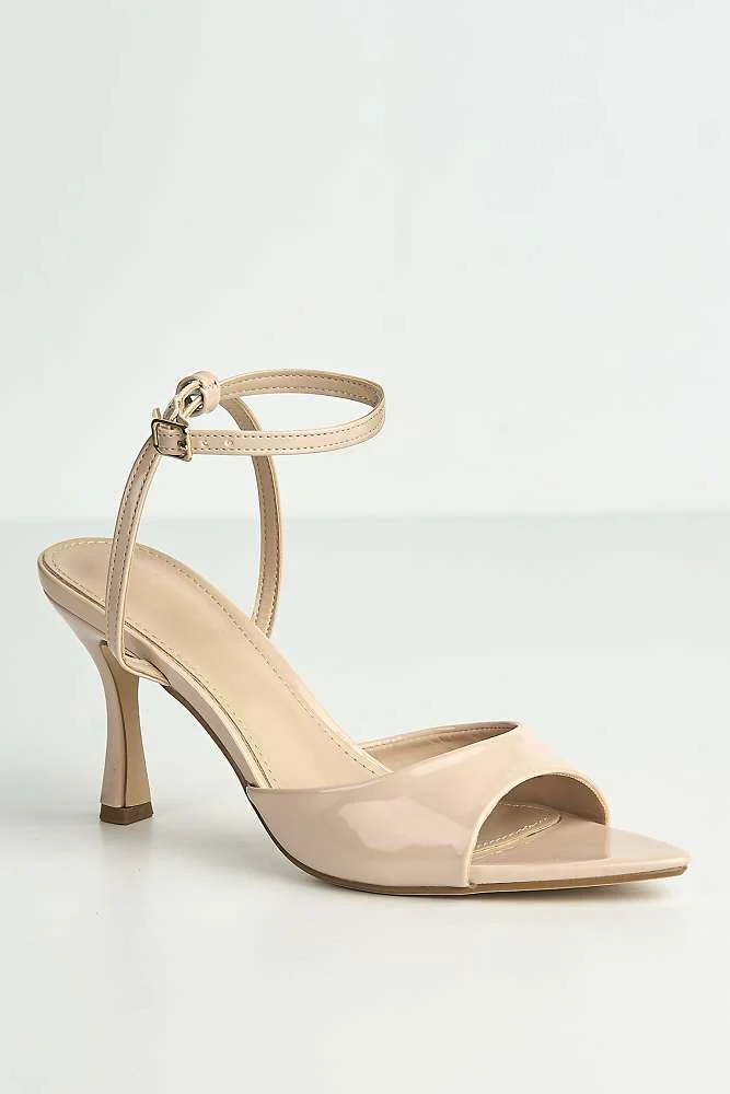 Marisol Pointed Toe Peeptoe Anklestrap Heeled Sandals in Nude - Image 4