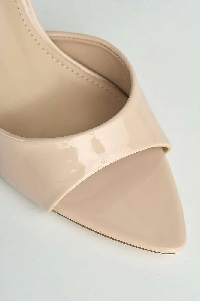 Marisol Pointed Toe Peeptoe Anklestrap Heeled Sandals in Nude - Image 5