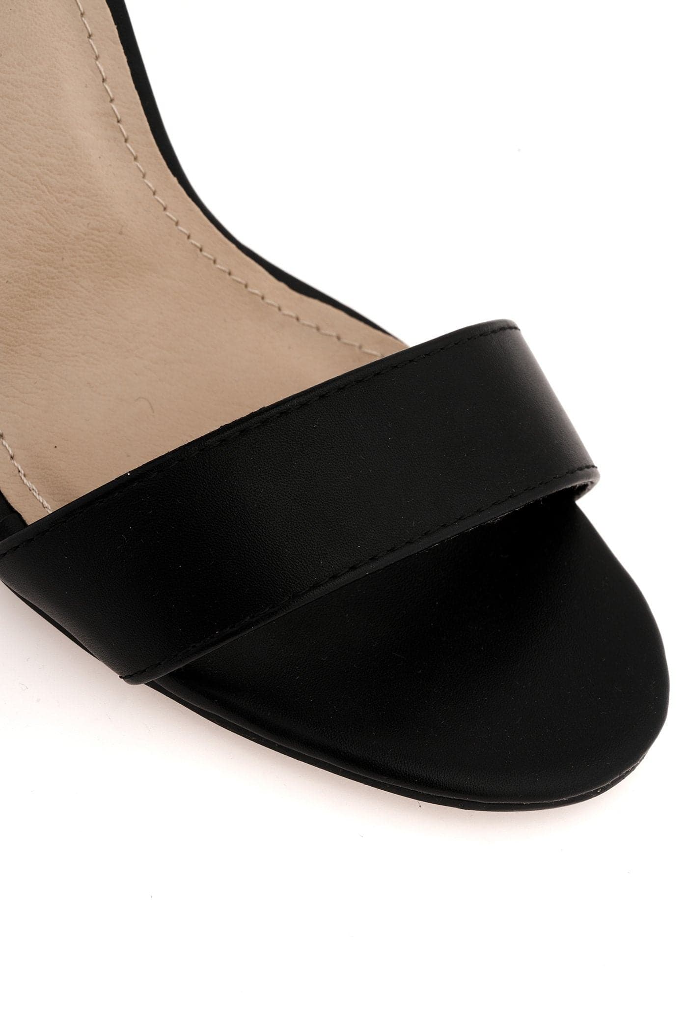 May Barely There Block Heel Ankle Strap Sandal in Black Matt - Image 5