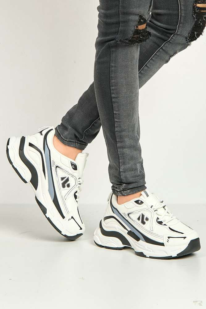 Meg Lacey Chunky Panel Trainers in White - Image 2
