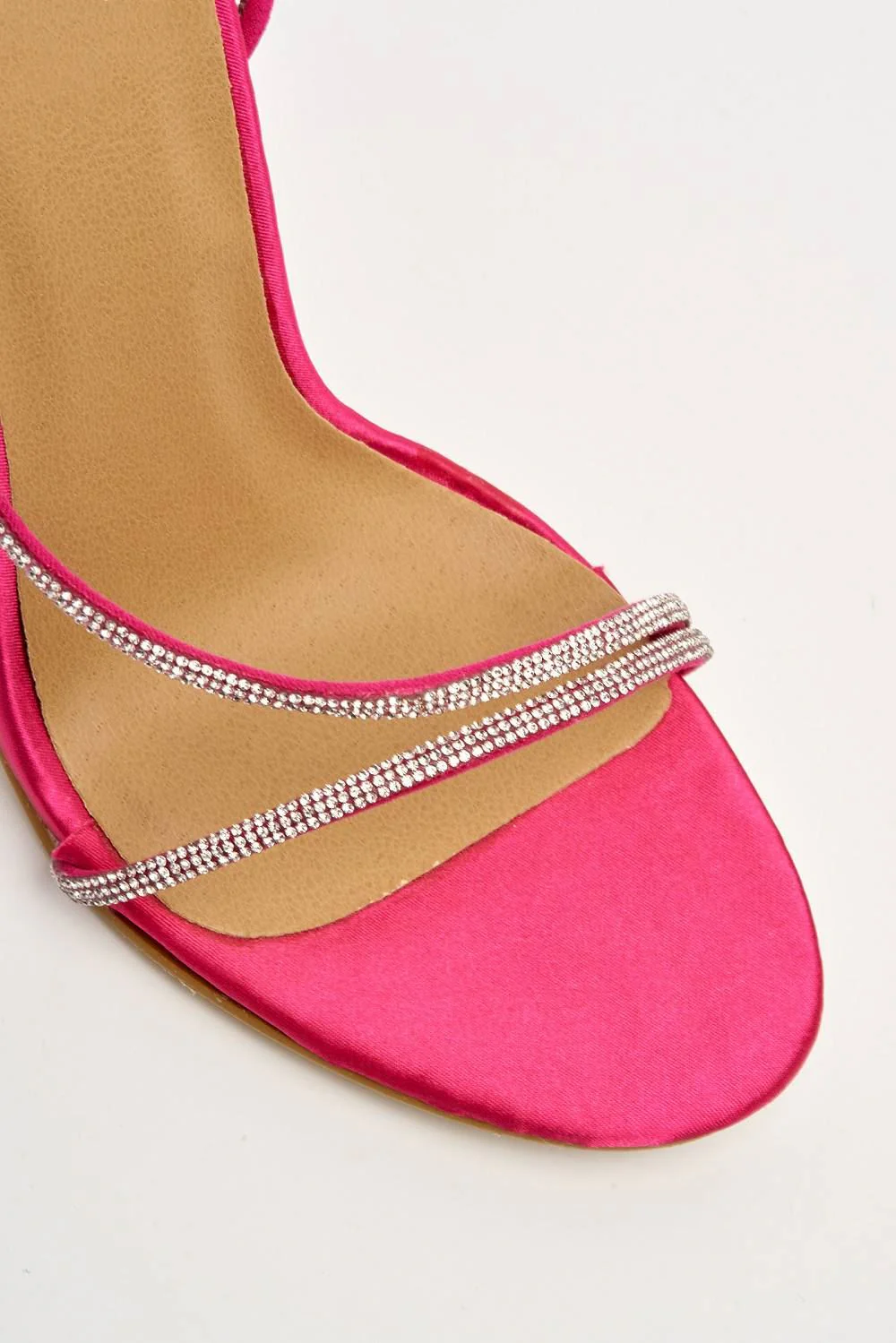 Melilla Diamante Straps Anklestrap Heeled Sandal in Fuchsia Satin - Image 6