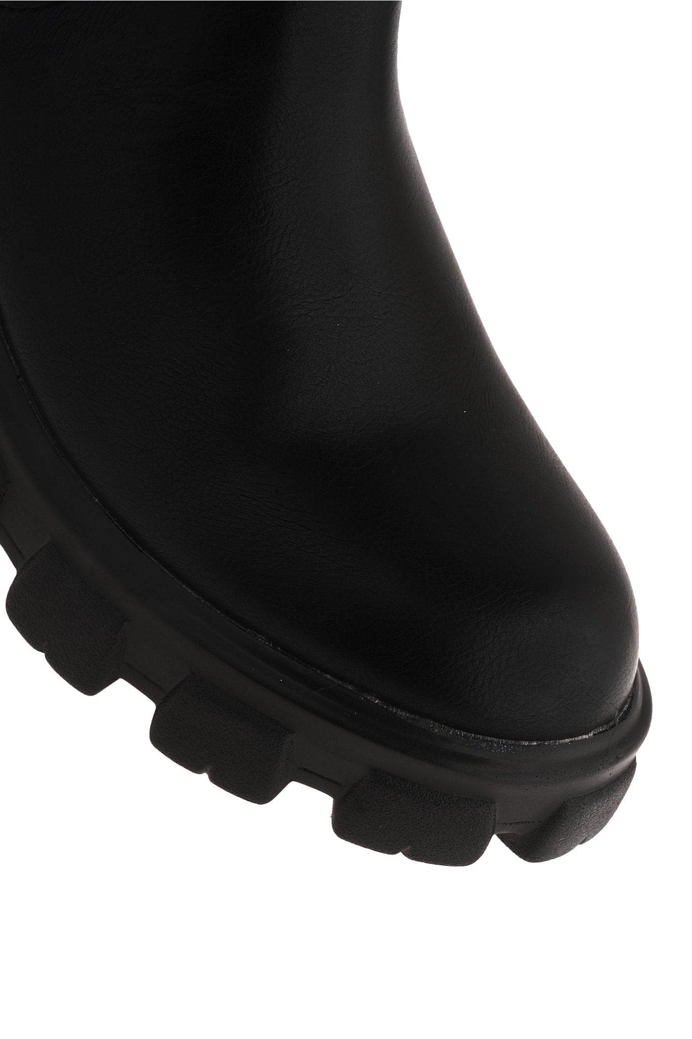 Merry Elastic Panel Slip On Calf Boot in Black Matt - Image 8