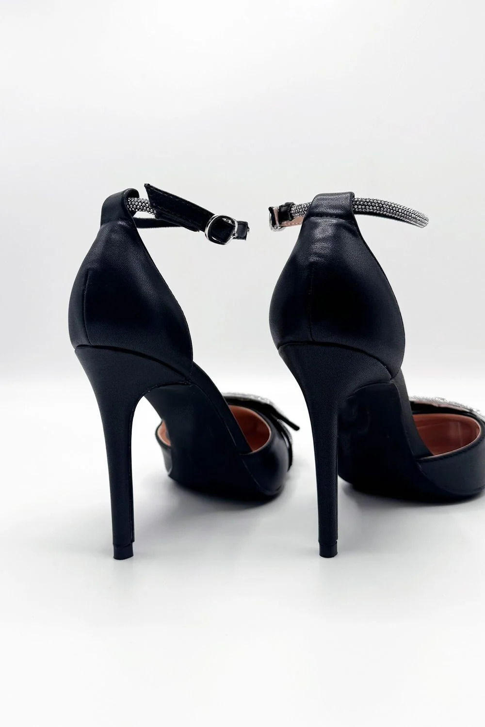 Michaela Diamante Clasp Detail Ankle Strap Court Shoes in Black - Image 5
