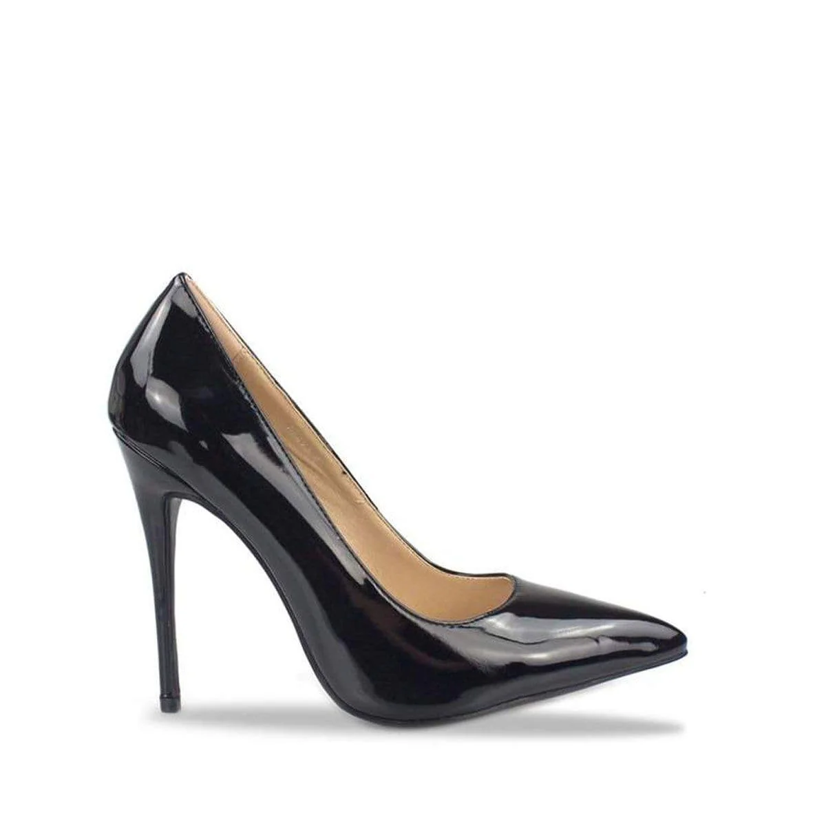 Mila High Stiletto Patent Finish Heel Court Shoe In Black - Image 4