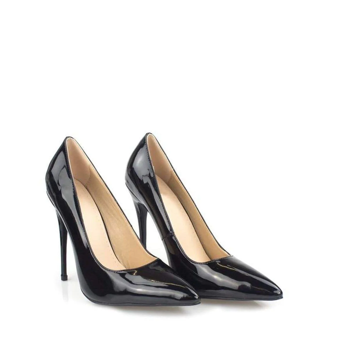 Mila High Stiletto Patent Finish Heel Court Shoe In Black - Image 5