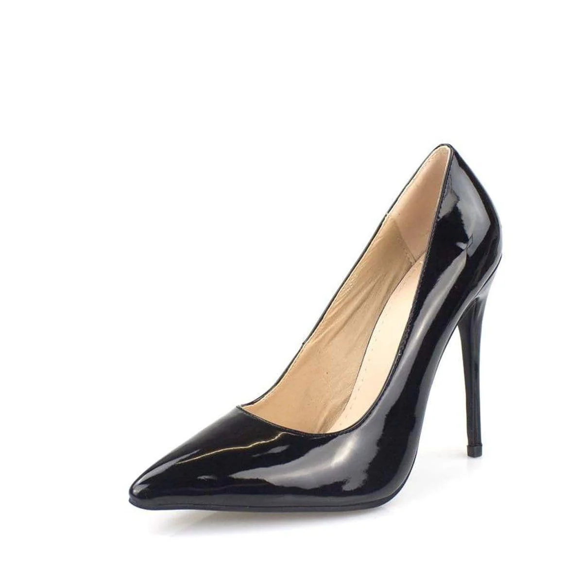 Mila High Stiletto Patent Finish Heel Court Shoe In Black - Image 6