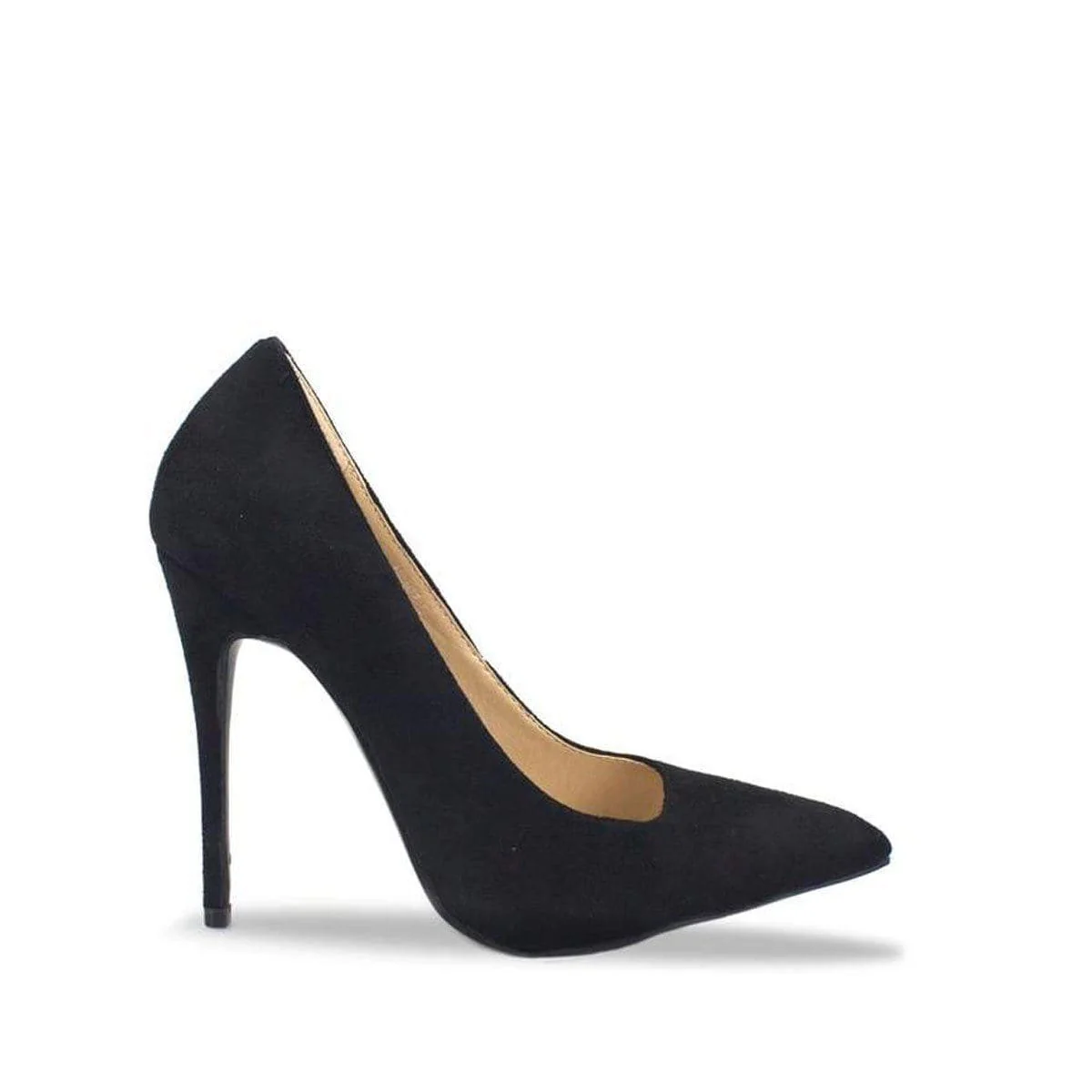Mila High Stiletto Faux Suded Heel Court Shoe In Black - Image 4