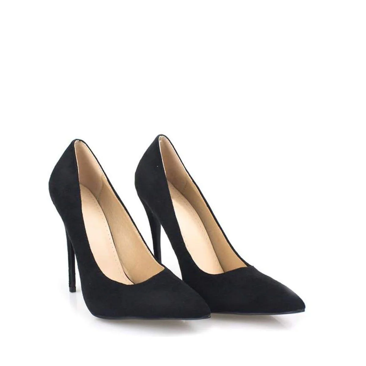 Mila High Stiletto Faux Suded Heel Court Shoe In Black - Image 5