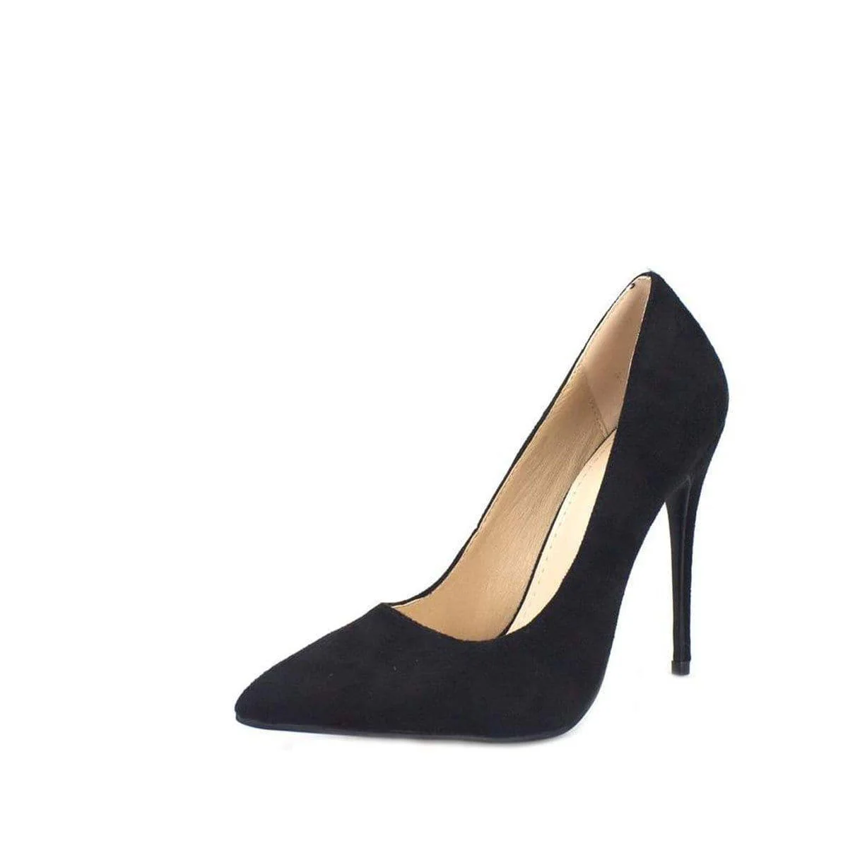 Mila High Stiletto Faux Suded Heel Court Shoe In Black - Image 6