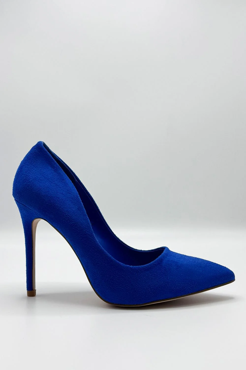 Mila High Stiletto Faux Suede Heel Court Shoe in Blue