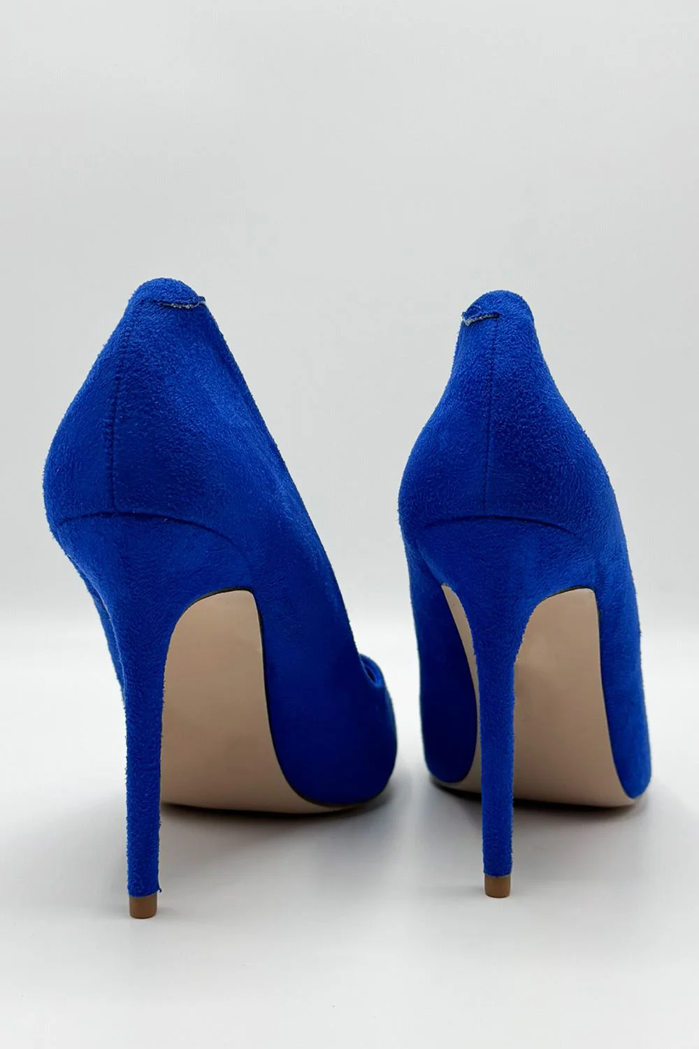 Mila High Stiletto Faux Suede Heel Court Shoe in Blue - Image 5