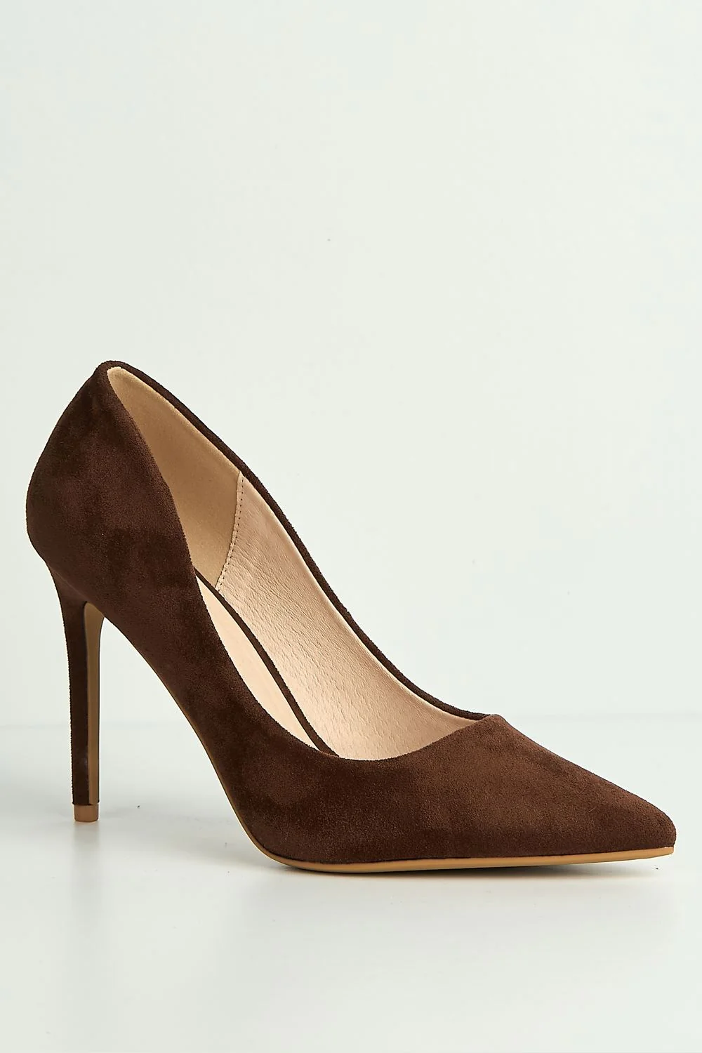 Mila High Stiletto Faux Suede Heel Court Shoe in Chocolate - Image 4