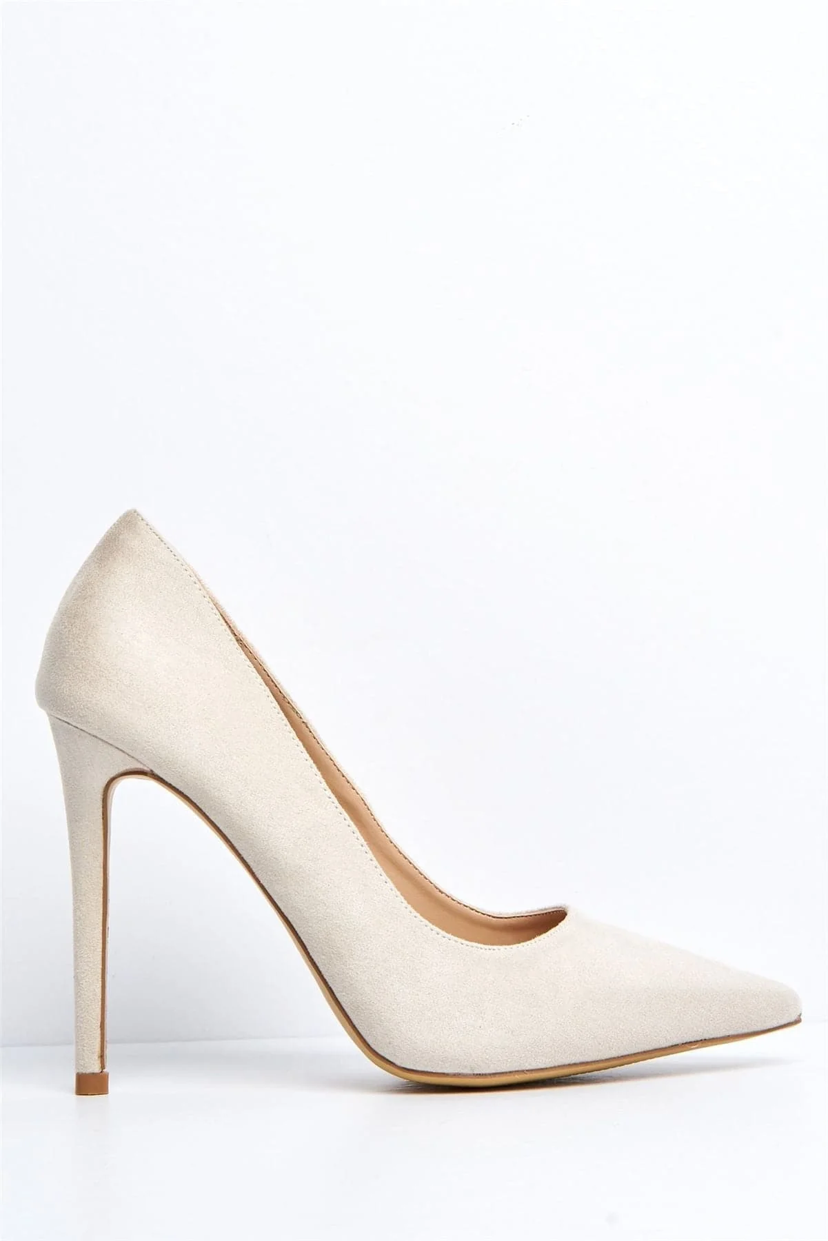 Mila High Stiletto Faux Suede Heel Court Shoe in Nude - Image 5