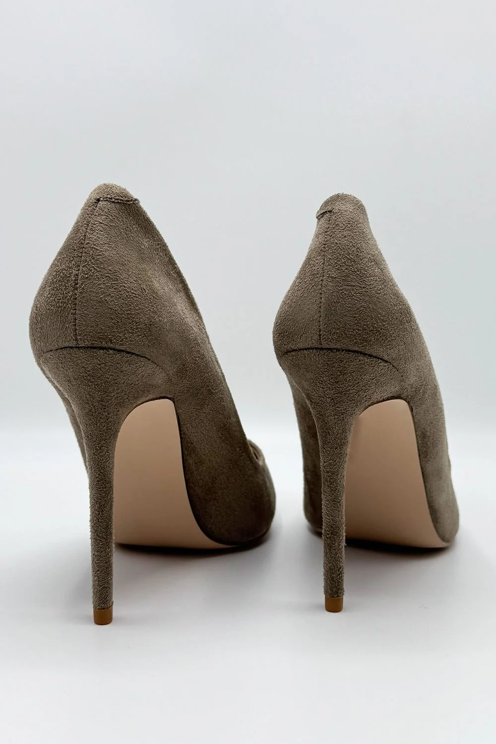 Mila High Stiletto Faux Suede Heel Court Shoe in Taupe - Image 5
