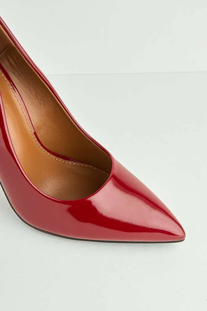 Mila High Stiletto Patent Finish Heel Court Shoe in Wine - Image 5