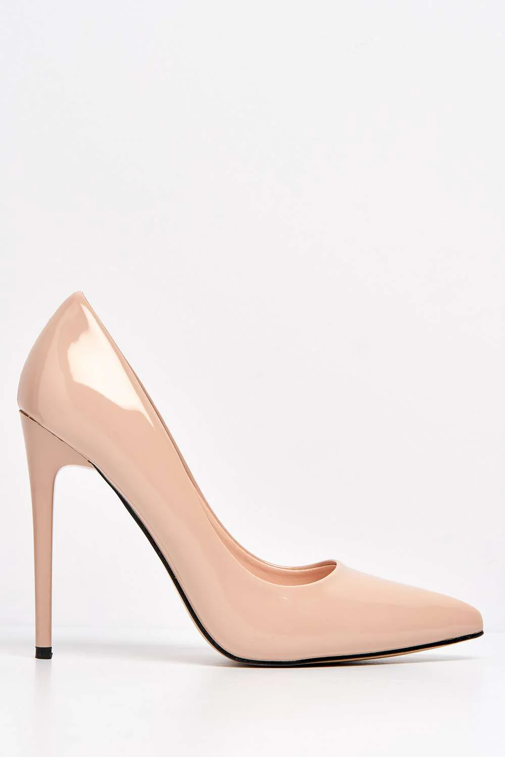 Mila High Stiletto Patent Finish Heel Court Shoe In Nude Patent - Image 4