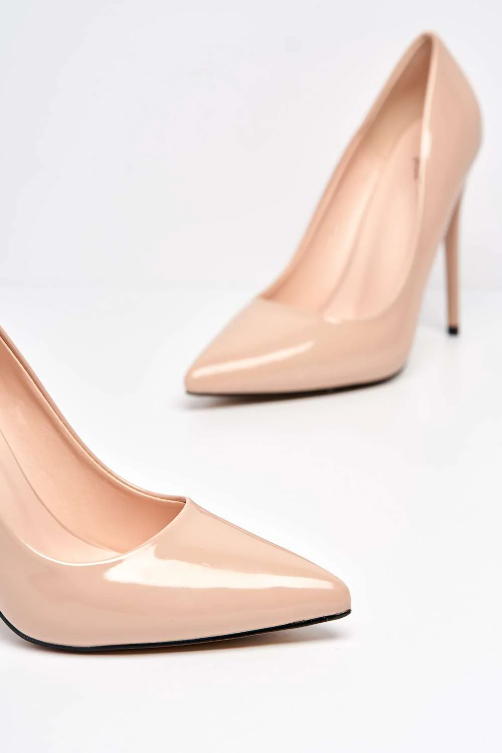 Mila High Stiletto Patent Finish Heel Court Shoe In Nude Patent - Image 5