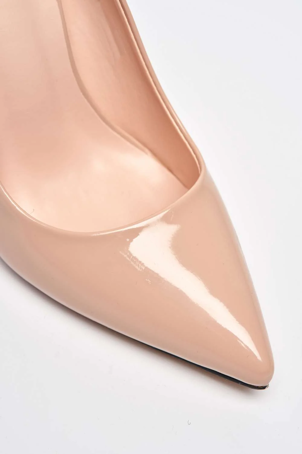 Mila High Stiletto Patent Finish Heel Court Shoe In Nude Patent - Image 6