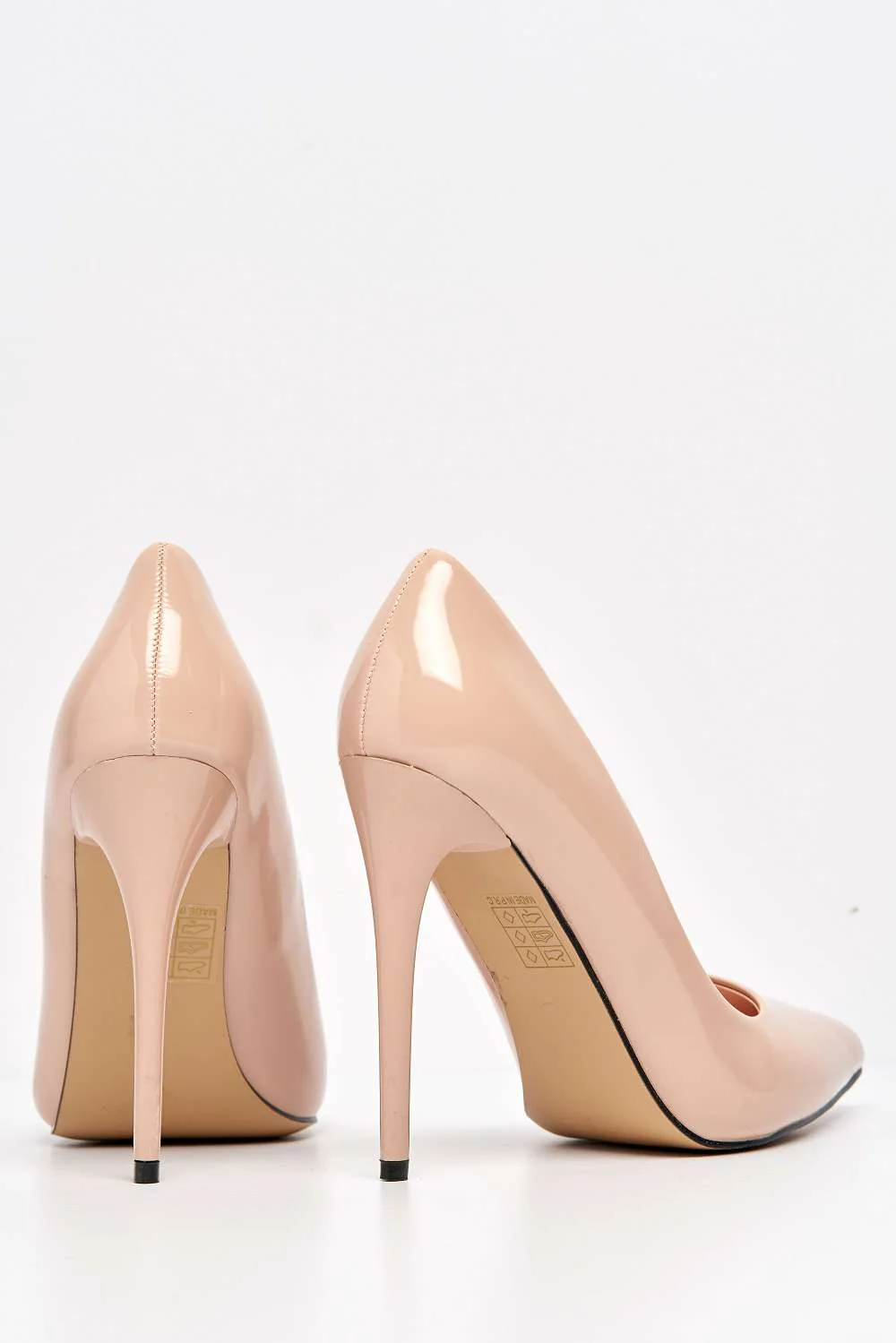Mila High Stiletto Patent Finish Heel Court Shoe In Nude Patent - Image 7