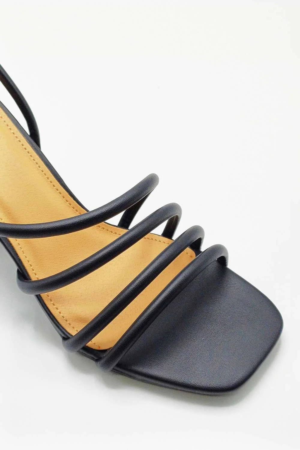 Milena Square Toe Strappy Block Heel Sandals in Black - Image 3