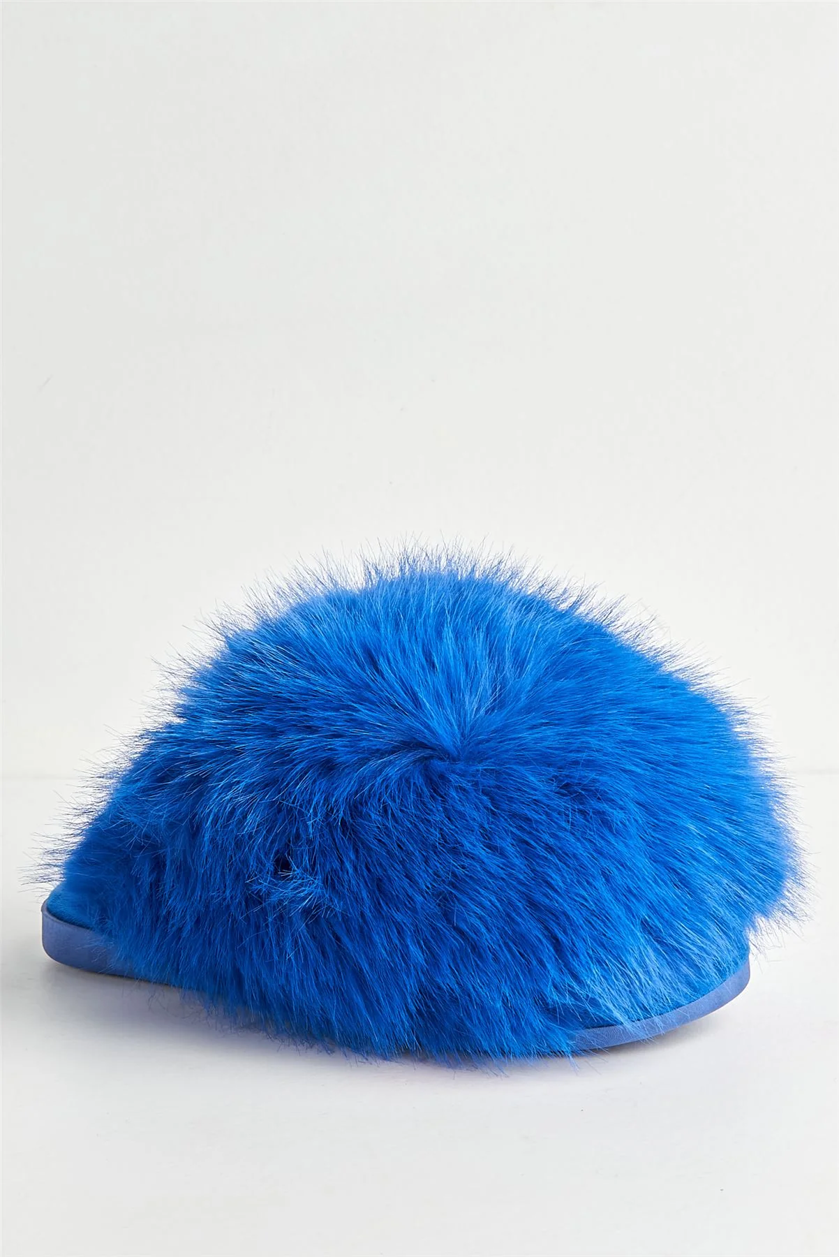 Mimi Fluffy Flat Slippers in Royal Blue - Image 5
