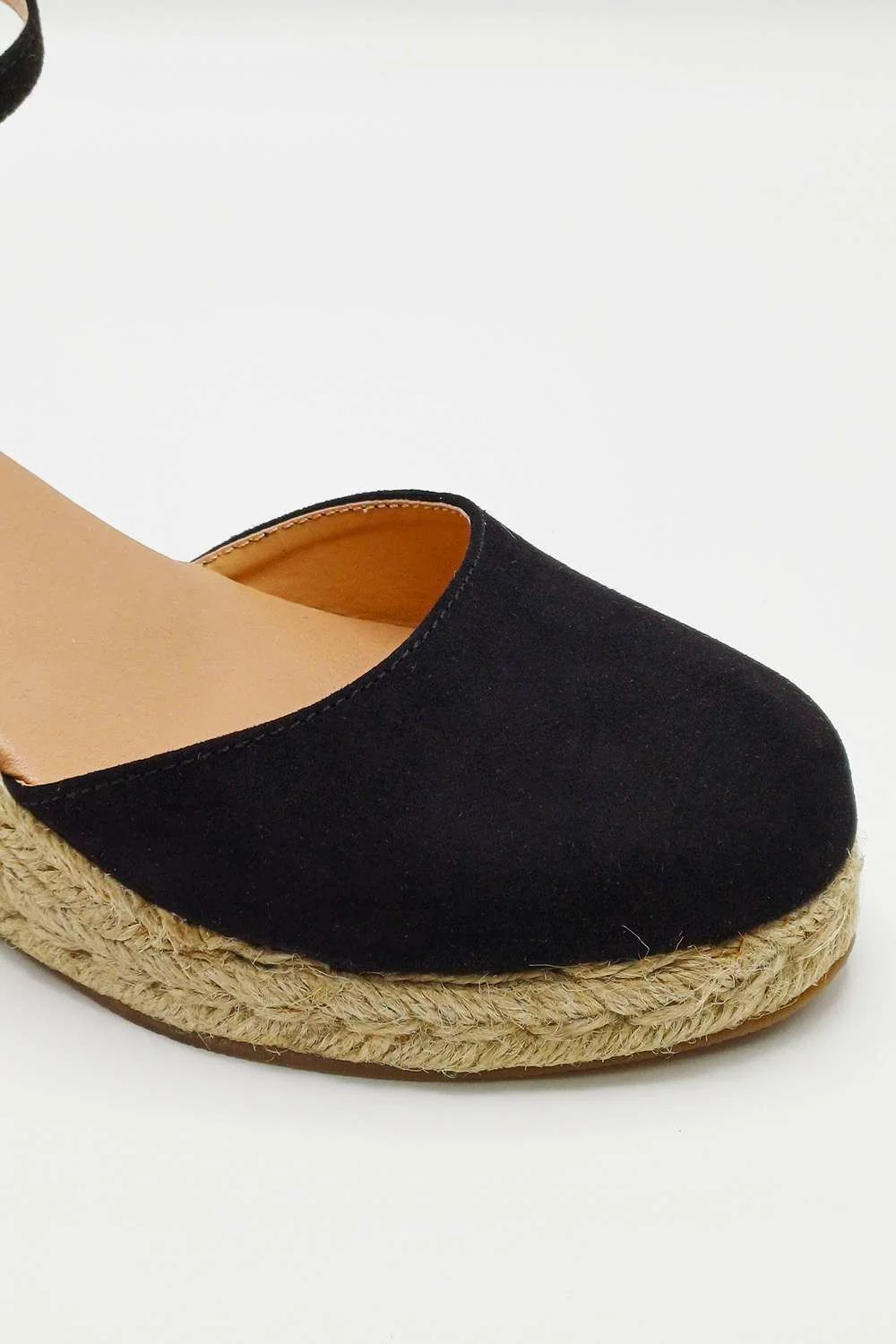 Mira Closed Toe Anklestrap Wedges in Black - Image 4