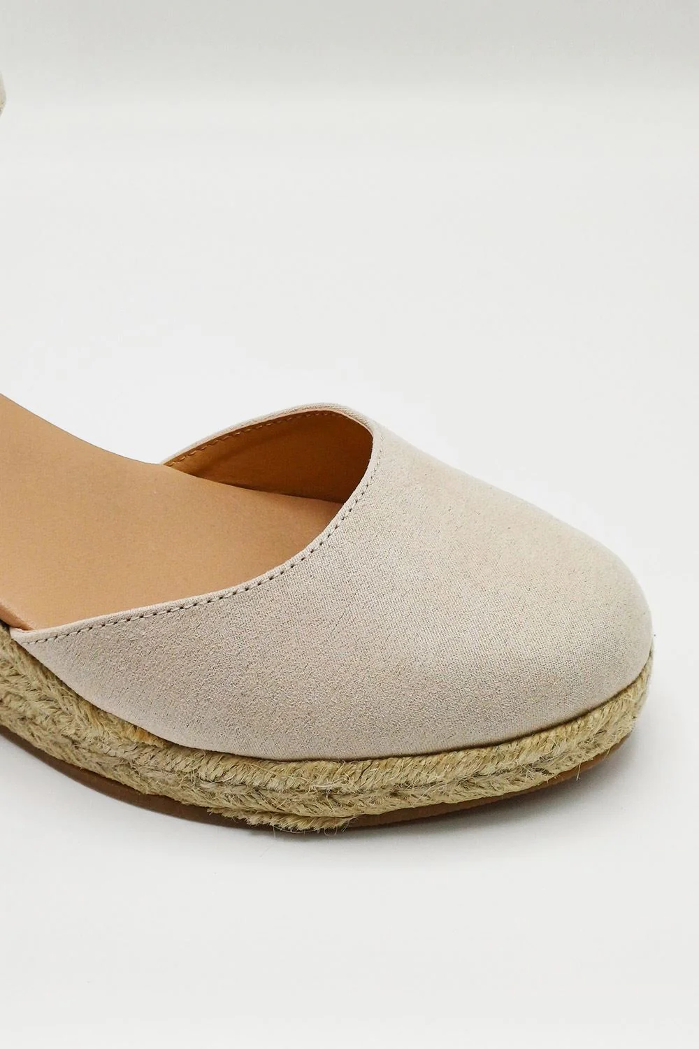 Mira Closed Toe Anklestrap Wedges in Nude - Image 4