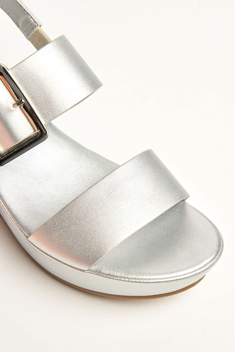 Mollie Anklestrap Wedge Sandals in Silver - Image 6