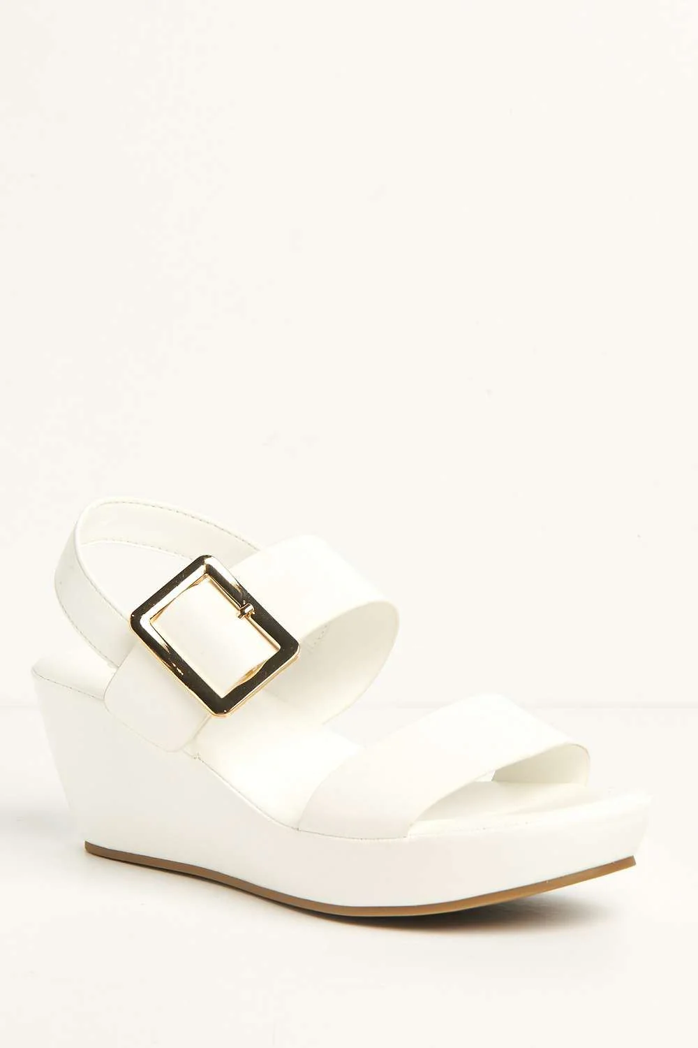 Mollie Anklestrap Wedge Sandals in White - Image 4