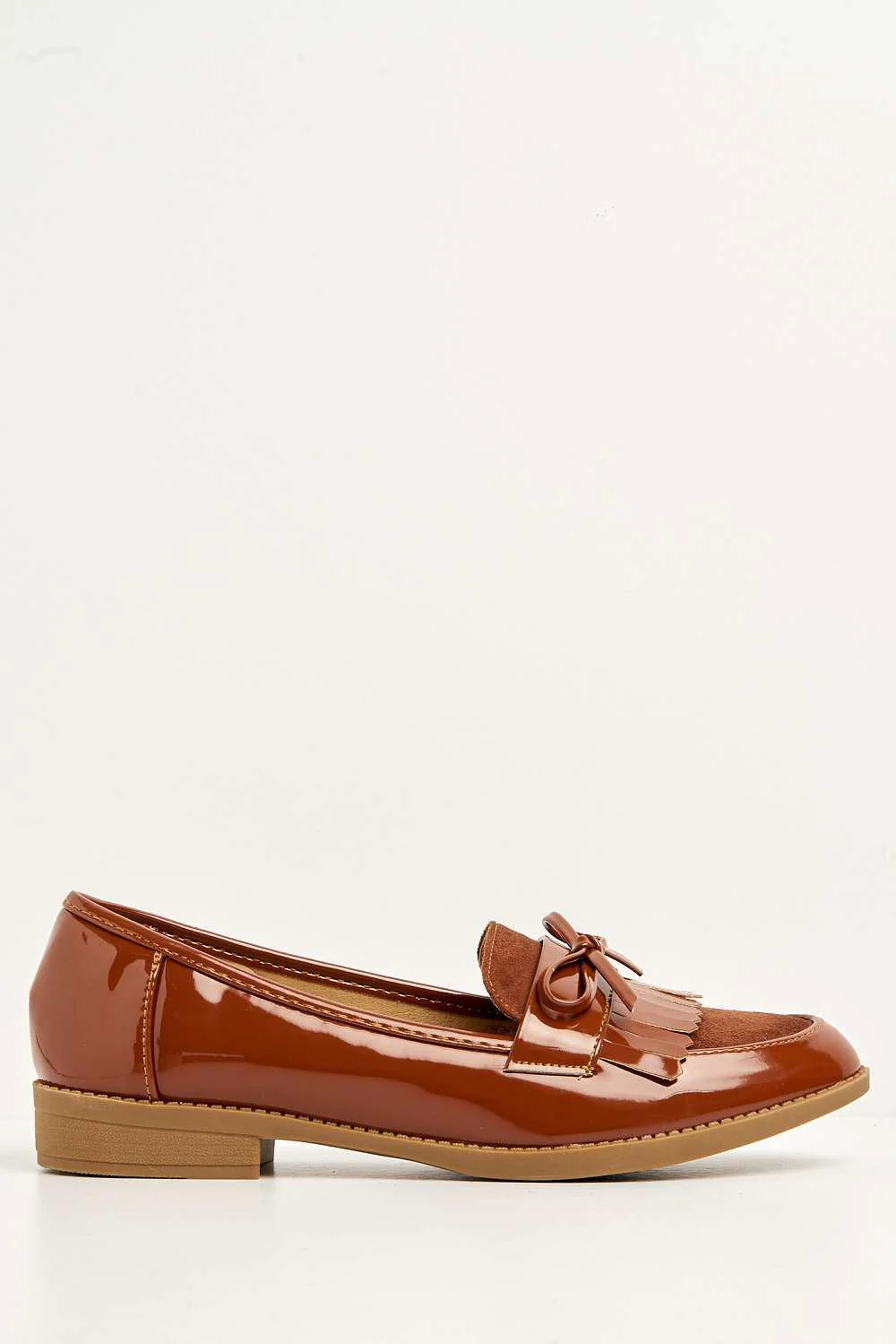 Morgan Fringe Detail Bow Loafers in Camel - Image 4