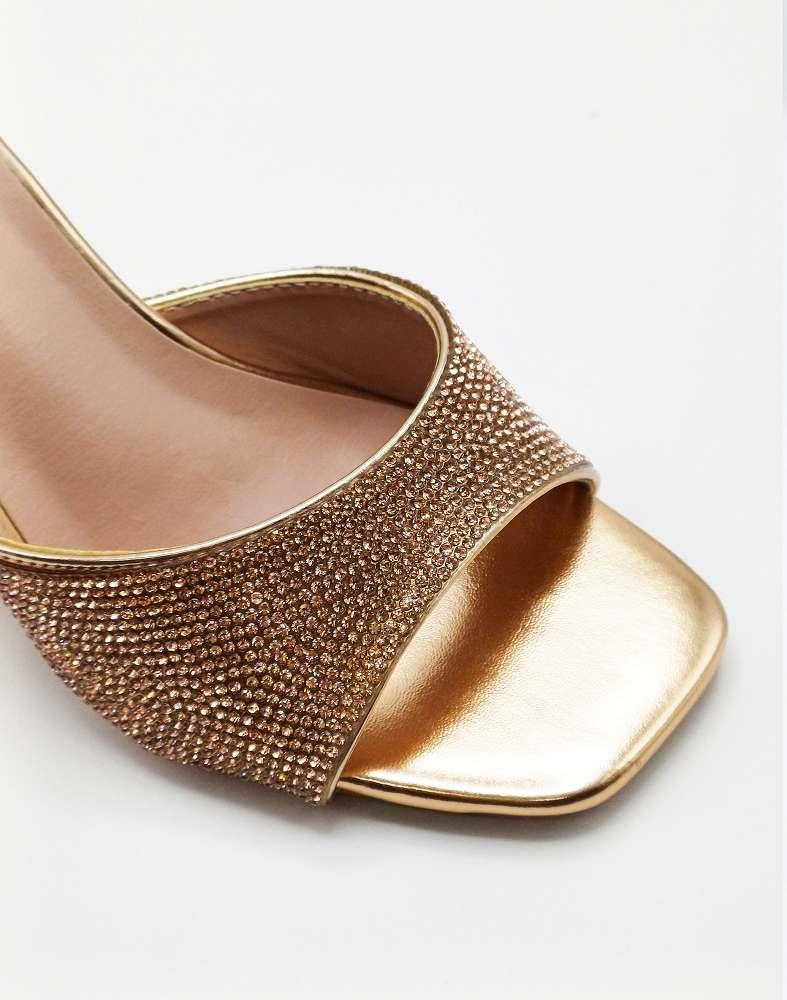 Natassia  Diamante Encrusted Slip On Wedges in Champagne - Image 7