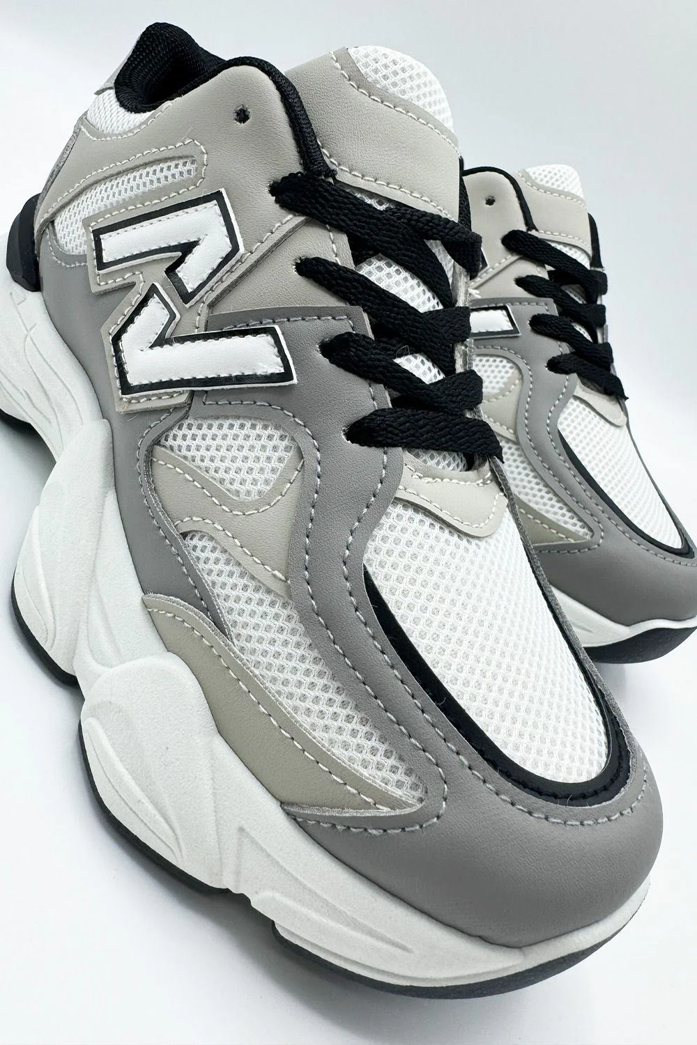 Nevaeh Mesh Lace-Up Trainers in Grey - Image 4