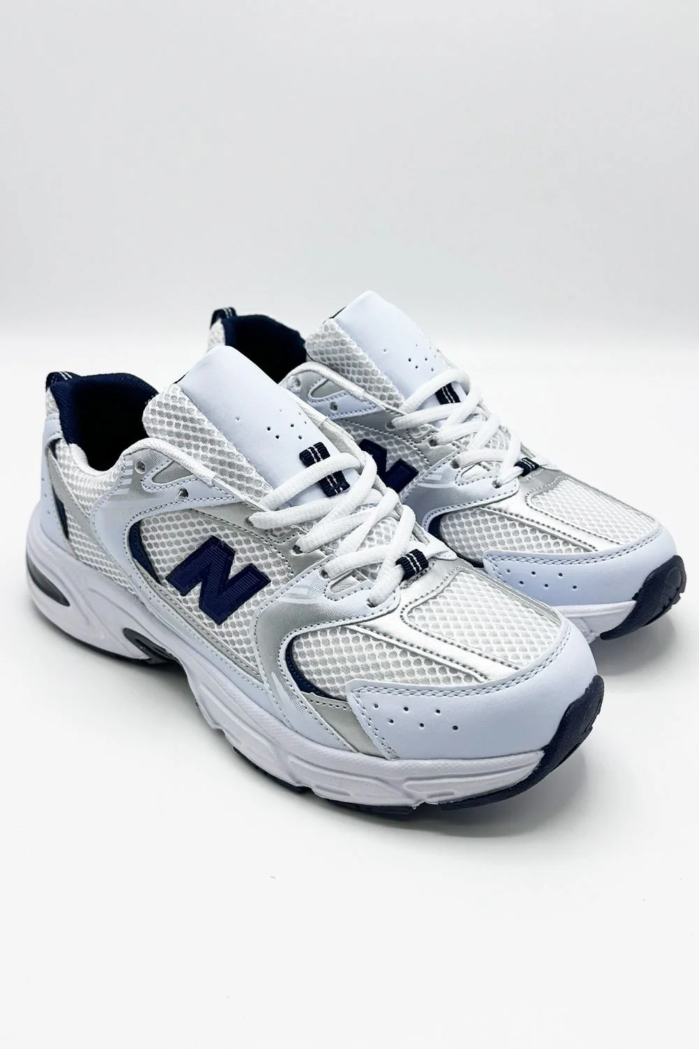 Nola Chunky Mesh Letter Detail Lace Trainers in White