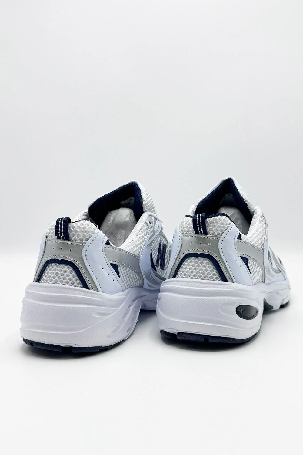 Nola Chunky Mesh Letter Detail Lace Trainers in White - Image 4