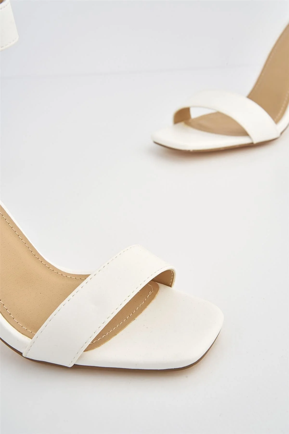 Lana Anklestrap Block Heel Sandal in White Matt - Image 6