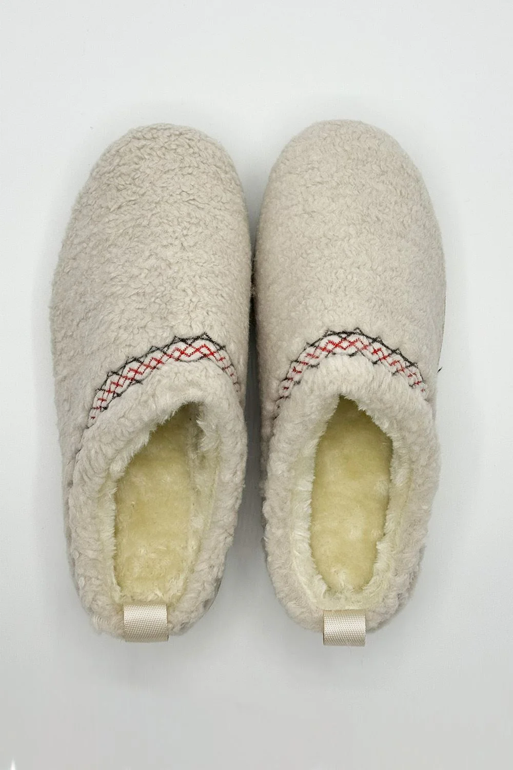 Ovellas Teddy Fabric Flatform Cosy Slippers in Beige - Image 5