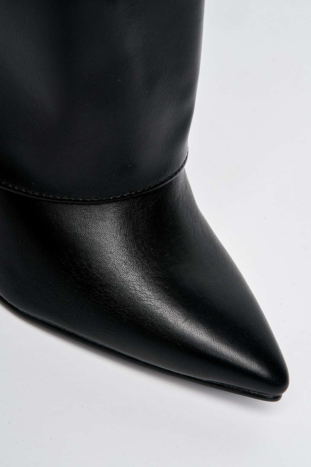 Padma Pointed Toe Block Heel Knee High Boots in Black Matt - Image 6
