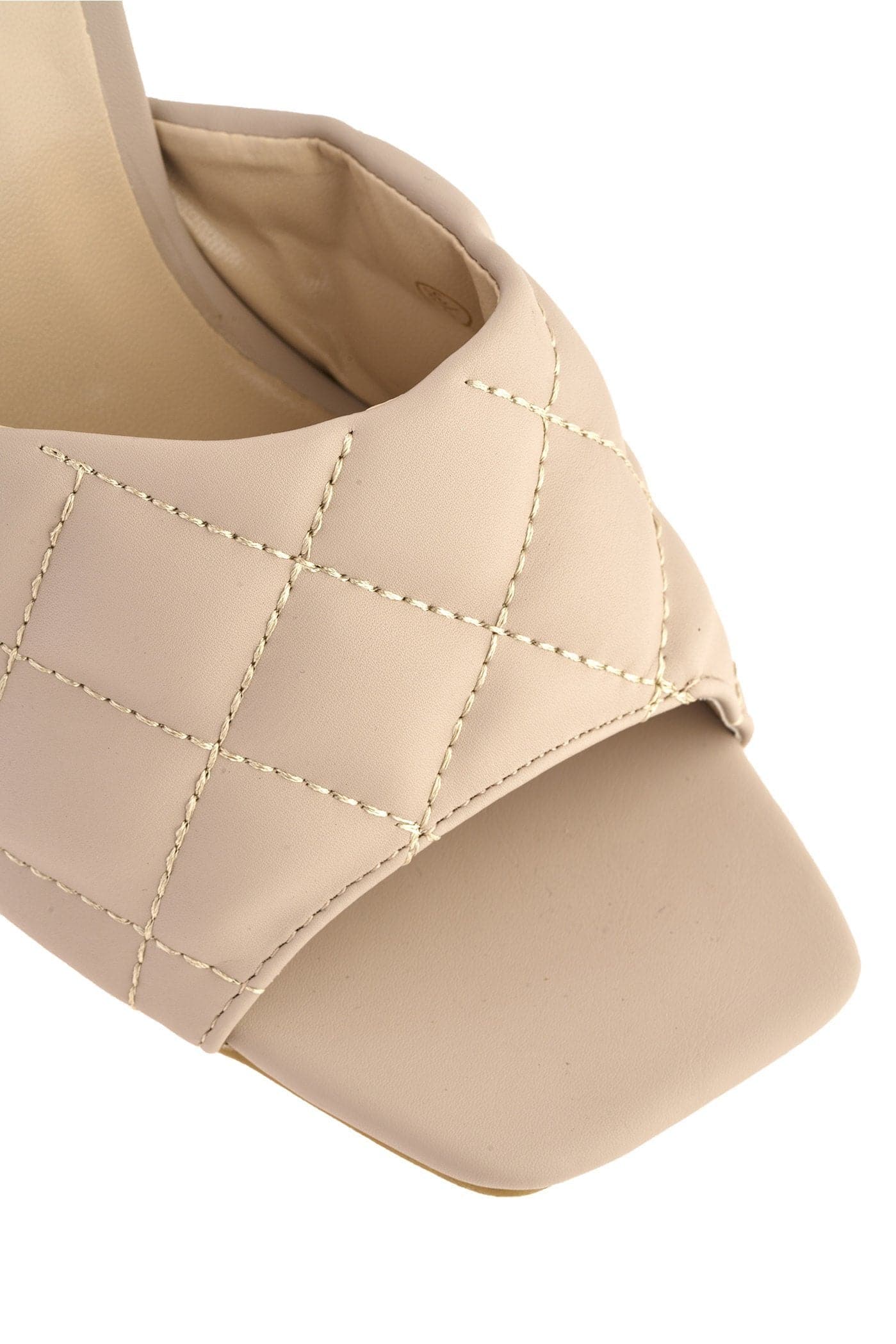 Panama Quilted Front Band Mules in Nude - Image 7