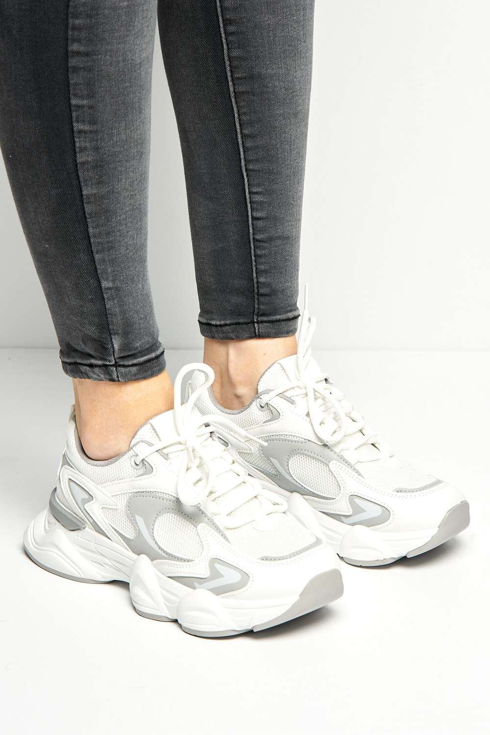 Paola Chunky Sole Lace-Up Trainers in White
