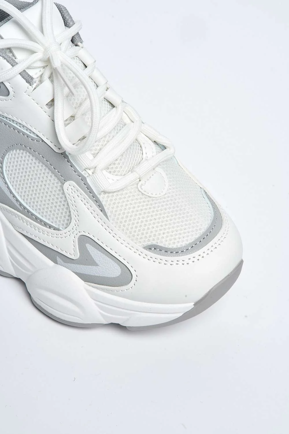 Paola Chunky Sole Lace-Up Trainers in White - Image 6