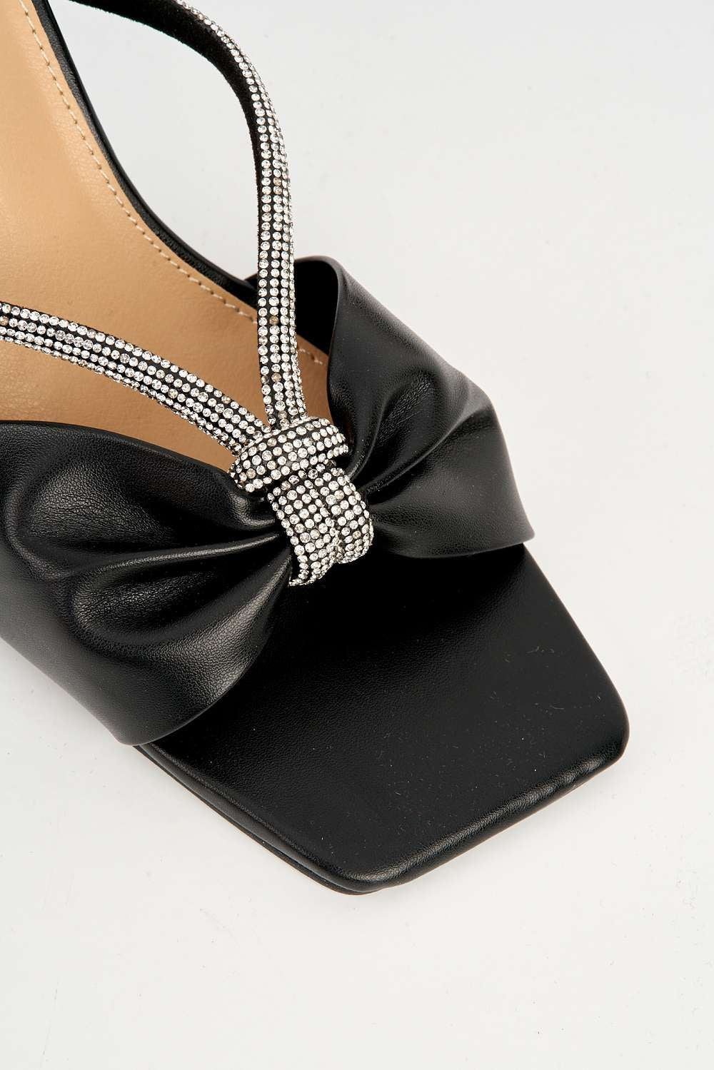 Papillio Diamante Embellished Bow Mules with Perspex Heel in Black - Image 6
