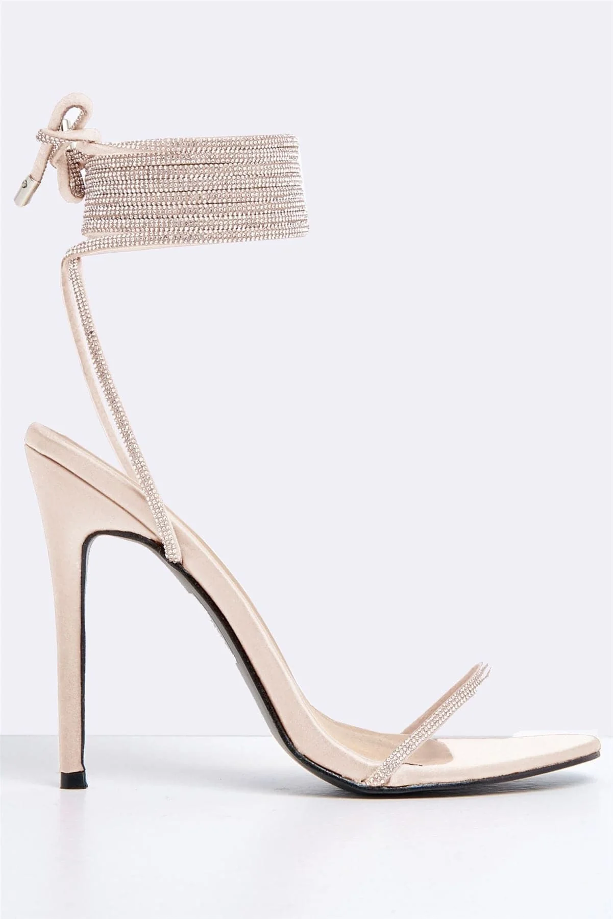 Paula Diamante Straps Lace-up Heels in Champagne - Image 4