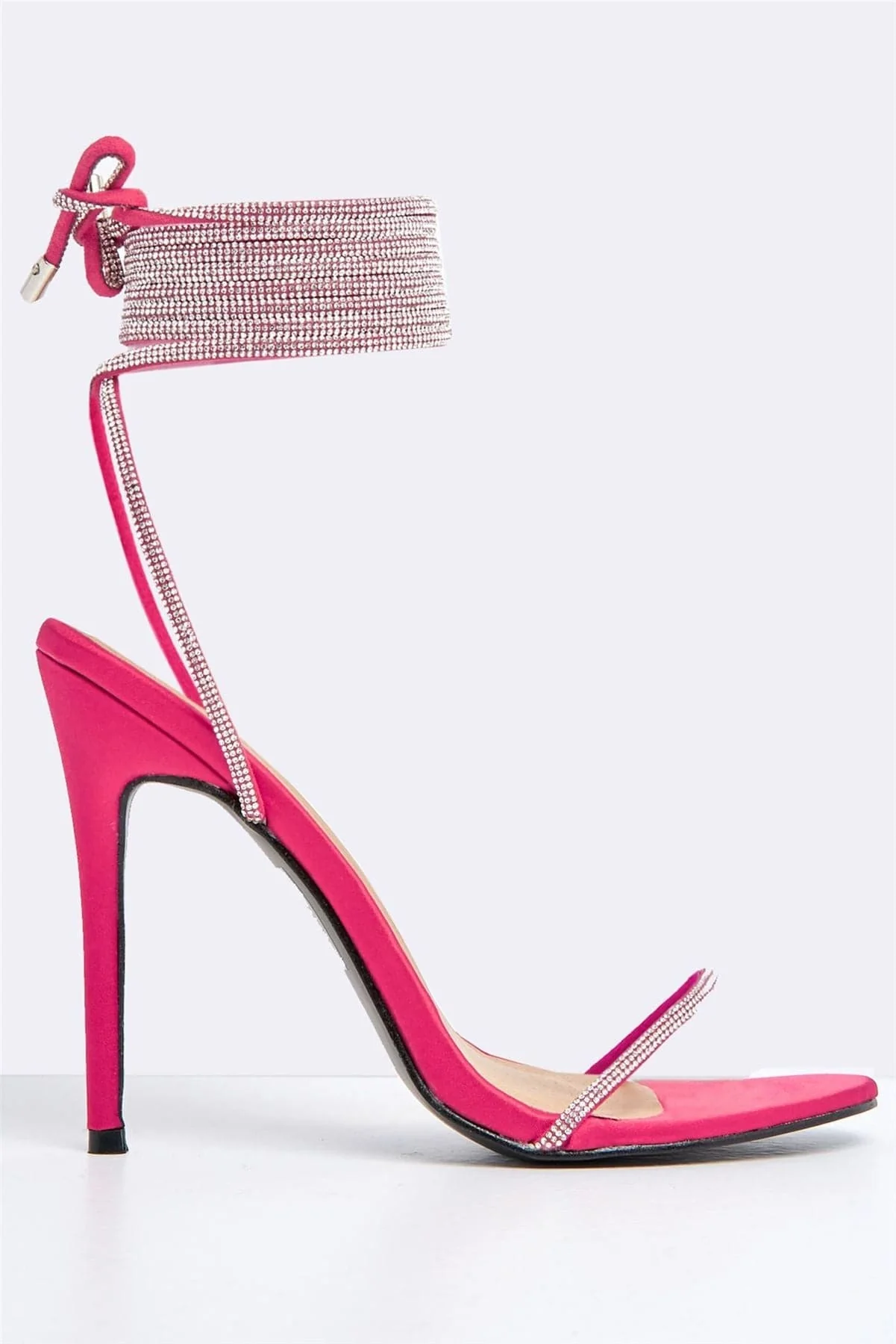 Paula Diamante Straps Lace-up Heels in Fuchsia - Image 4