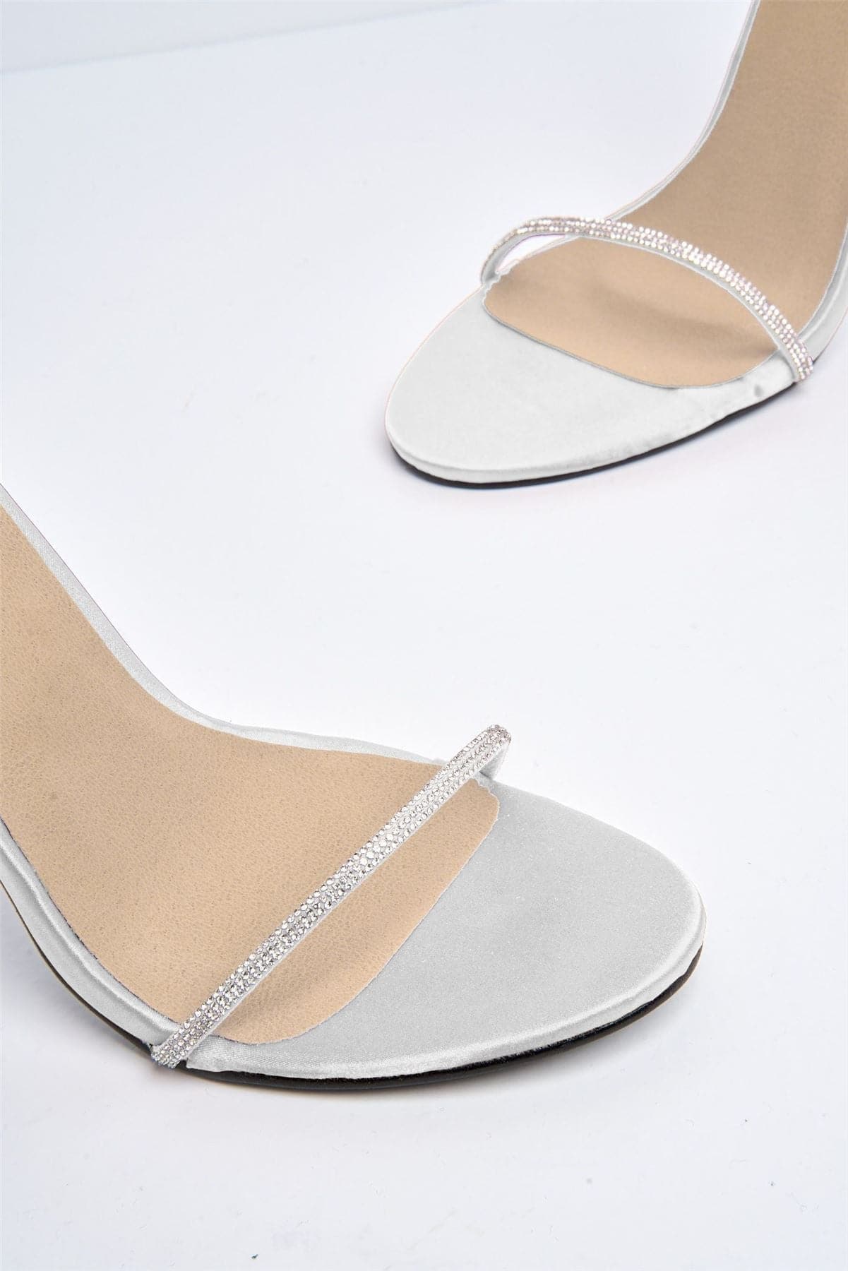 Paula Diamante Straps Lace-up Heels in Silver - Image 5