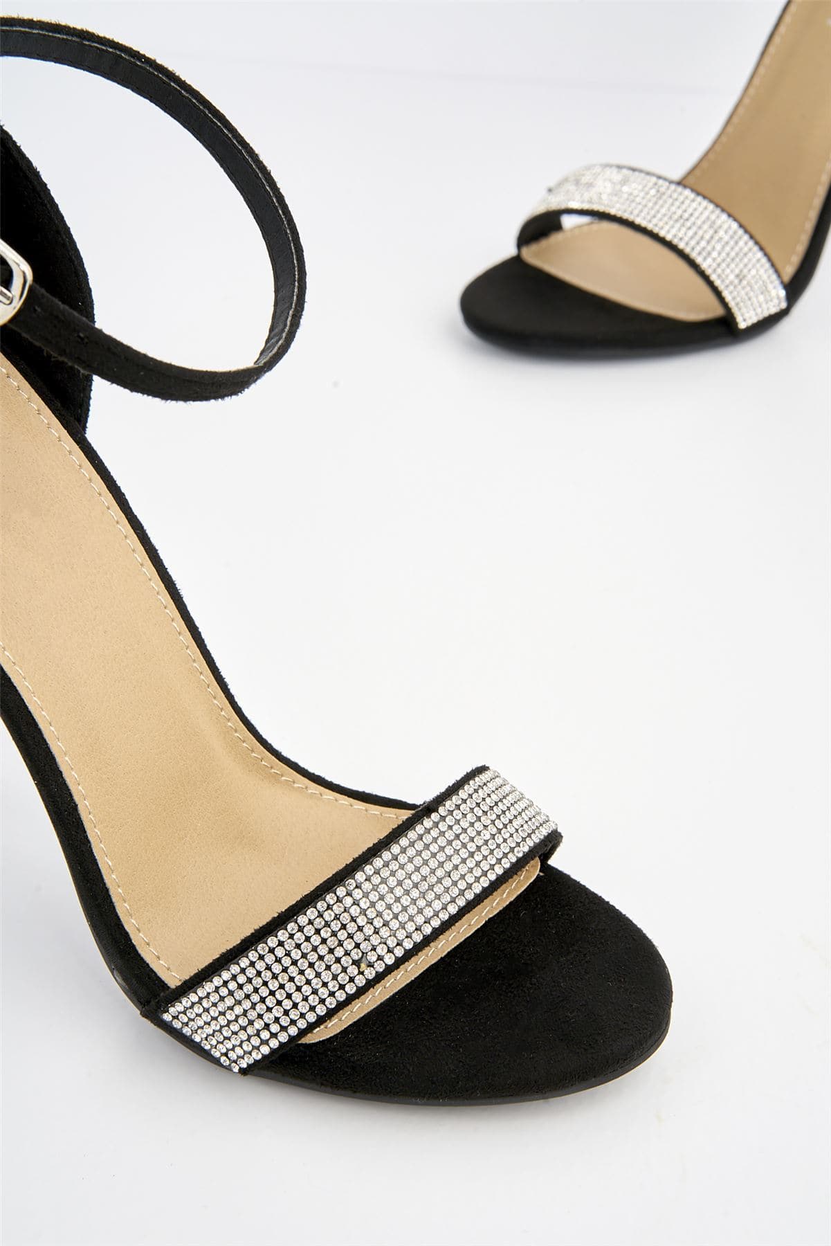 Esha Diamante Band Ankle-strap Heels in Black Mesh - Image 7