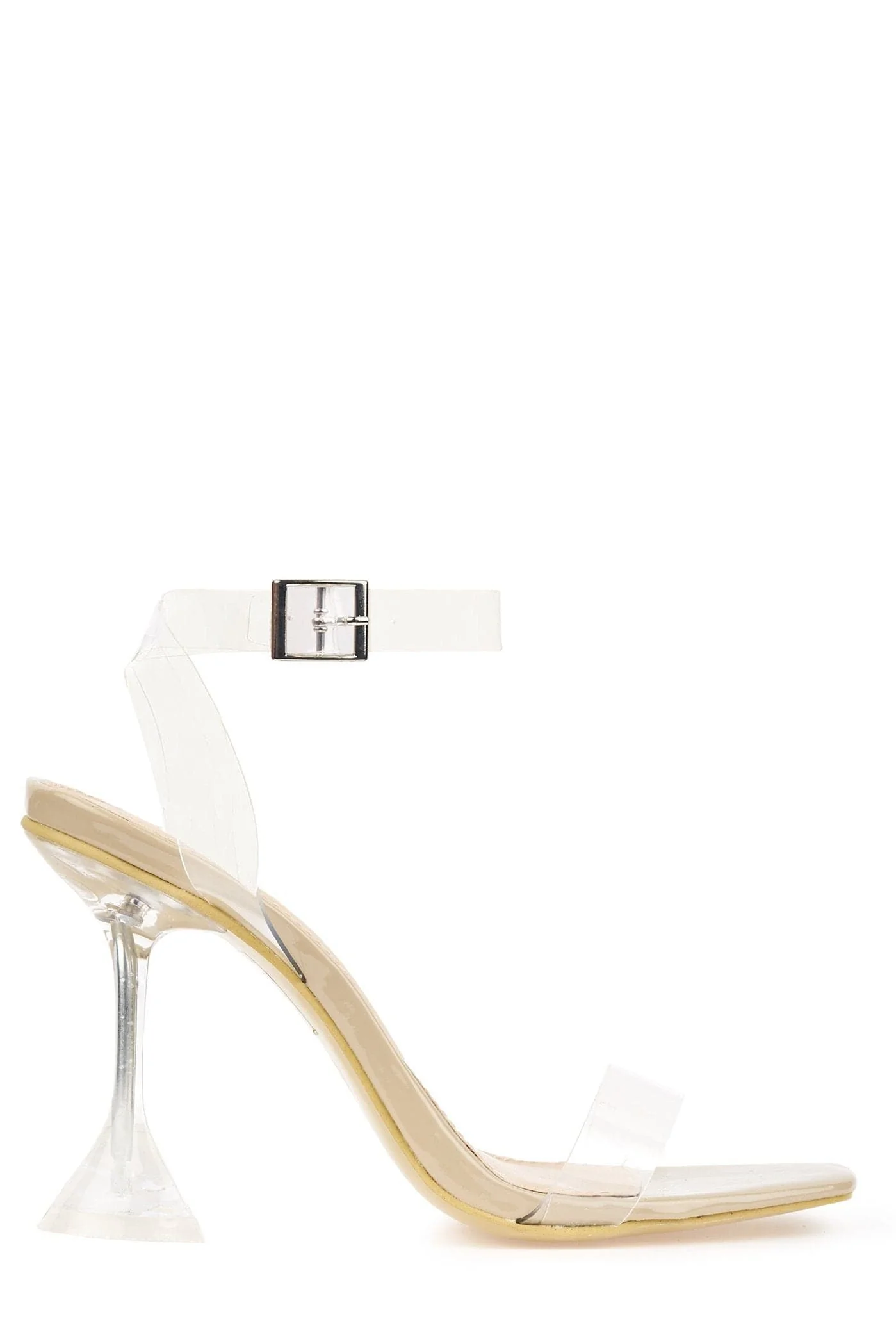 Cassie Perspex Spool Heel Sandal in Nude - Image 4