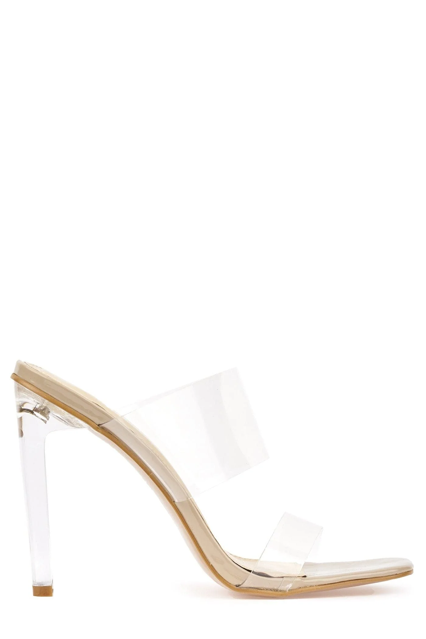 Highlight Perspex Band Flare Heel Mule in Nude - Image 4